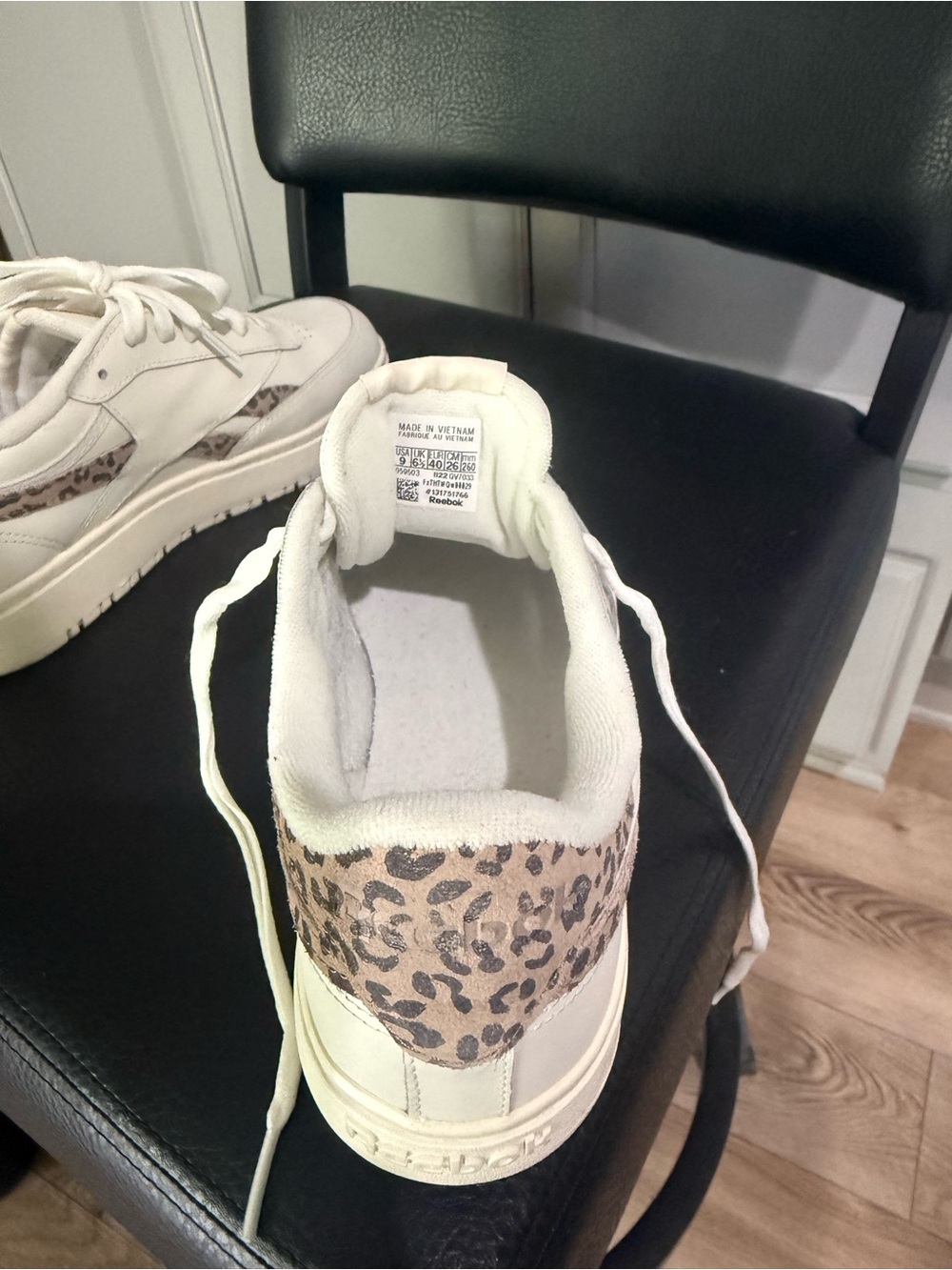 Reebok White Sneakers with Leopard Print Trim - Picture 5 of 7
